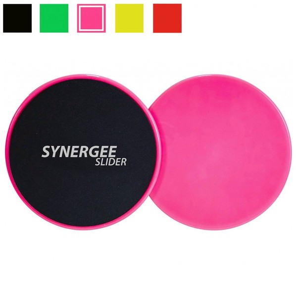iheartsynergee Power Pink Core Sliders. Dual Sided Use on Carpet or Hardwood Floors. Abdominal Exercise Equipment