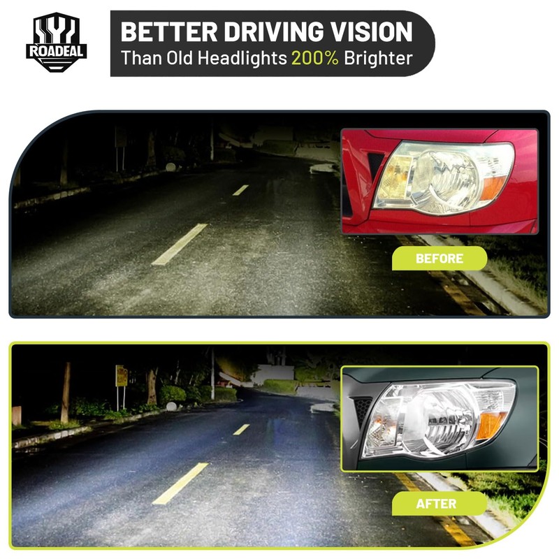 ROADEAL Headlights W/Bulbs for 2005 2006 2007 2008 2009 2010