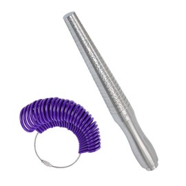 UK British Purple Finger Sizer & Metal Ring Mandrel Measurer Stick Tool Size A-Z