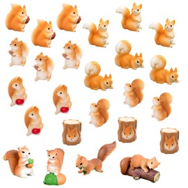 Loutas bowdee Loutas bowdee 25 Pcs Miniature Squirrel Figurines Set Garden Chipmunk Figurines Cake Topper for Succulent Planter Moss Landscape Fairy Garden and Home Decor