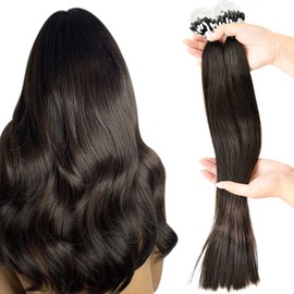Microlinks Hair Extensions Human Hair Misslala 16 Inch Micro Loop Human Hair Extensions Straight Hair Color #2 Darkest Brown Hair Extensions Real Hair Micro Links Human Hair 50S/50G