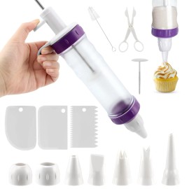 Elegicklip Donut Filler Injector Cupcake Filler Tool Piping Kit with 7 Icing Nozzles 3 C