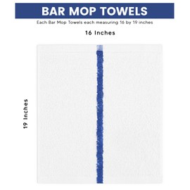 YRALY Bar Towels for Kitchen Bulk Pack of 50, 16x19 Inch, 100% Cotton, Highly Absorbent, Quick Dry Cleaning Rags, Terry Bar Mops Kitchen Towels (Blue Stripe)