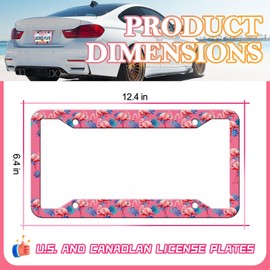 HCSS 2PCS Pink Flamingo License Plate Frames,Bird Animal Aluminum Metal License Plate Holder Covers Car Accessory,Rust-Proof Waterproof Car Decorative Tag Frames for Standard US 12x6 Inch