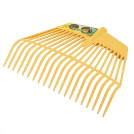 Rekord Leaf Rake Yellow, 20 Curved Tines (Plastic) without Handle - Leaf Rake, Fan Broom, Leaf Sweep, Leaf Fan