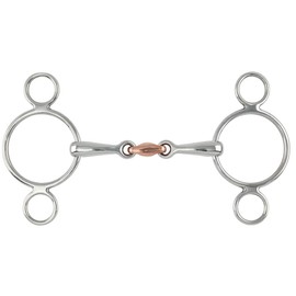 Shires Equestrian Two Ring Copper Lozenge Gag Bit 4.5" Steel