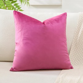 Artscope Luxury Velvet Cushion Covers Decorative Square Pillowcases Soft Solid Cushion Cases for Couch Sofa Bedroom Home Decor 40x40cm Hot Pink