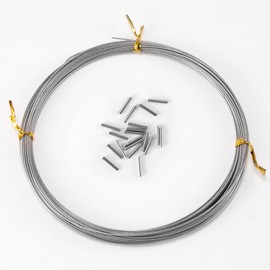 Alwonder 32.8ft Fishing Wire Fishing Leader Line with 20pcs Crimps Sleeves 400LB, Nylon Coated 1x7 Stainless Steel Leader Wire Freshwater Saltwater for Pike, Billfish, Bluefish, Muskie, Wahoo