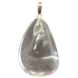 Bergkristall Stein Kettenanhänger für Damen und Herren | Echter Kristall Edelstein Anhänger mit Silberöse | Bergkristall Trommelstein Heilstein Schmuck