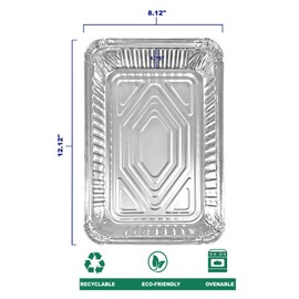 PACTOGO Disposable 4 lb. Aluminum Foil Oblong Take-Out Heavy Duty Tin Baking Pans with Dome Lids 12'' X 8'' X 2'' Inch - For Meal Prep, Brownies, Bread, Baking, or Lunchbox (Pack of 25 Sets)