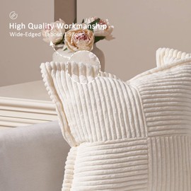 Topfinel Cushion Covers 20x20 inches Large Sofa Cushions Cream Decor Pillows Autumn Soft Corduroy Cushions Cover 50cm x 50cm Set of 2 Fluffy Throw Pillowcases for Bed Livingroom