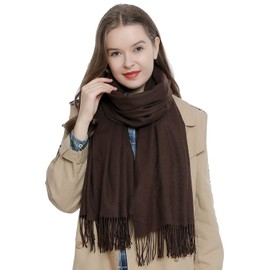 DonDon Winter Scarf for Women ladies scarves long Shawl wool neck warmer 72.8 x 25.6-185 x 65 cm - dark brown