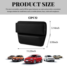 Sylvil 2 PCS Car Seat Gap Filler Organizer, Leather Multifunctional Seat Gap Storage Box with Cup Holder, Auto Seat Console Side Organizer for Phone Glasses Key Card, Car Accessories (Black)