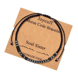 JoycuFF Soul Sister Gifts for Women Morse Code Bracelets Unique Birthday Thanksgiving Day Gifts for Best Friend Stepsister Inspirational Friendship Jewelry