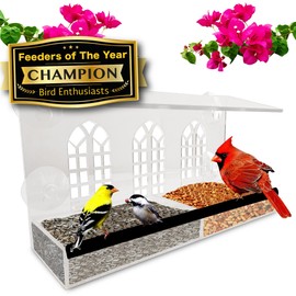 Nature Gear Acrylic Clear Bird Feeders for Window Viewing, Weather Resistant & Easy to Clean with Sliding Tray, Clear Window Bird Feeder with Strong Suction Cups