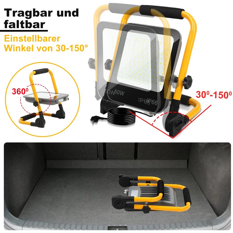 Joparri LED Construction Spotlight, 50 W 5100 LM Work Light,