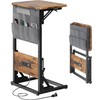 HLDIRECT C Shaped End Table with Charging Station, Couch Side