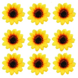Yansanido 100 Pcs 2.8 Inch (7cm) 2 Layer Petals Artificial Sunflower Heads for Home, Office and Wedding Decoration