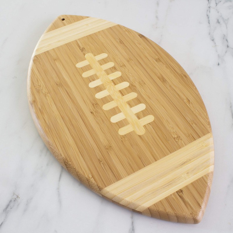 Totally Bamboo Football Shaped Bamboo Wood Cutting Board and Charcuterie