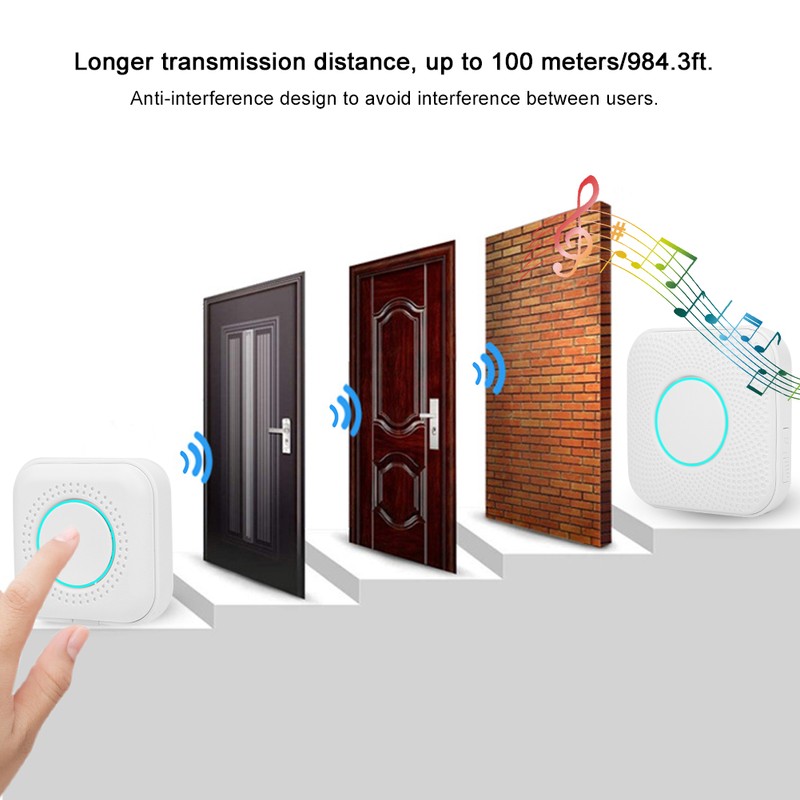Wireless Smart Music Doorbell Home Door Chime Long Distance Remote