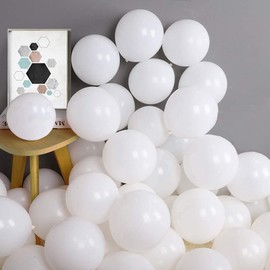 White Balloons,12inch 100pcs Matte White Balloons for Red Blue White Decoration Graduation Decoration.Latex White Balloons (white)