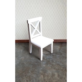 Handley House Dollhouse Chair Kitchen Dining Cross Buck White Finish Wood 1:12 Scale Furniture
