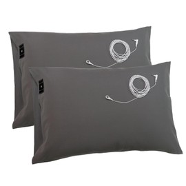 Grounding Pillowcase 2 Pack Grounding Pillow Cases Silver Fiber Grounding Pillowcases King Size for Better Sleep (20"x36",Grey)