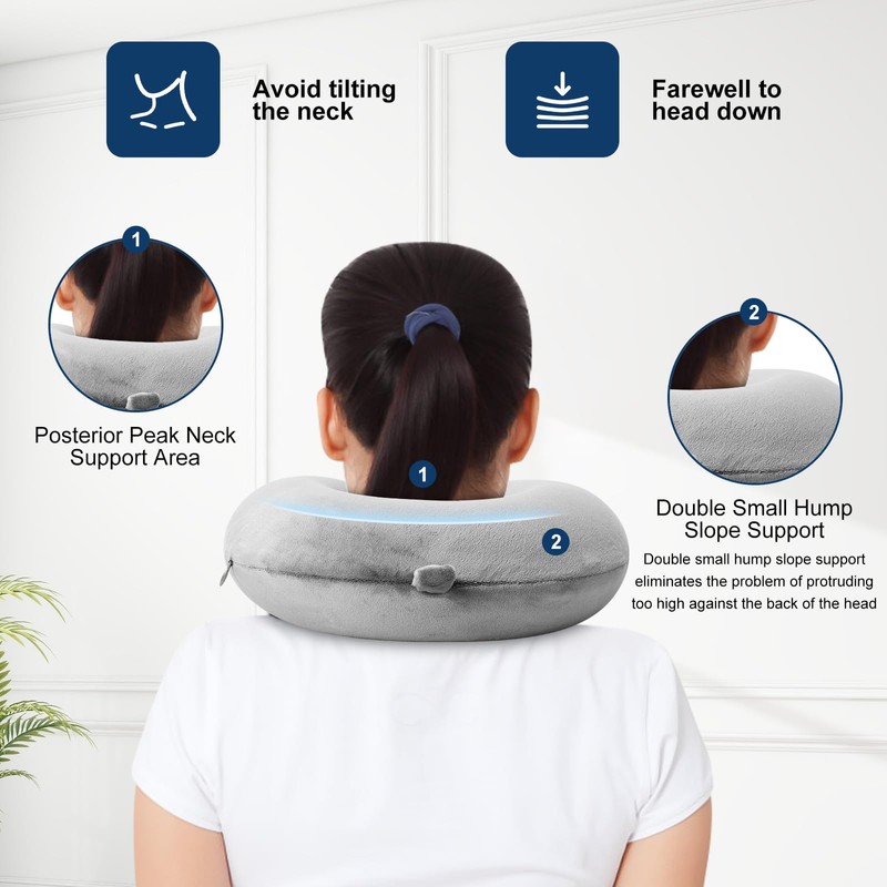 GDEOUP Travel Pillow 100% Pure Memory Foam Neck Pillow Airplane