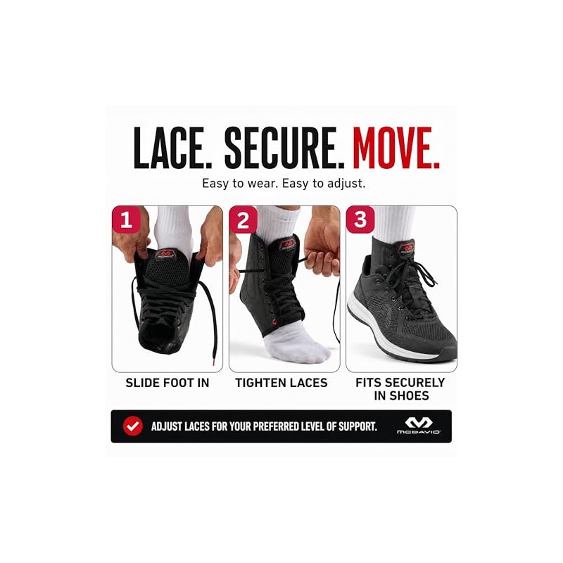 Mcdavid Classic Lightweight Laced Ankle Brace, Black, Small Classic