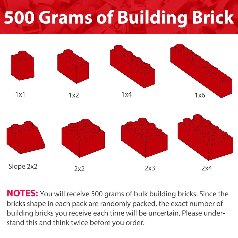 Carlerait Bulk Red Building Ladrillos, bloques de construcción clásicos compatibles