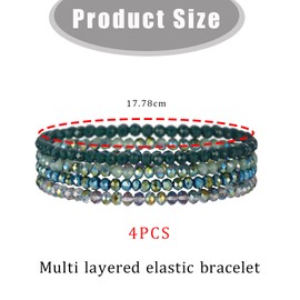 4 Stück Armband Damen Perlen,Freundschaftsarmbänder,Armbänder,Perlenarmbänder,Bettelarmband,Beautiful Mehrschichtiges Steine Bracelet,Geeignet Geschenk Für Zwischen aus Freundinnen Geburtstag(Grün)