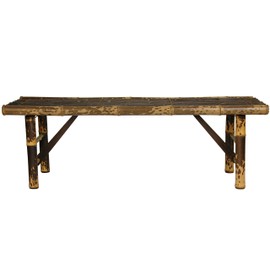 Red Lantern Japanese Bamboo Folding Bench - Dark Brown