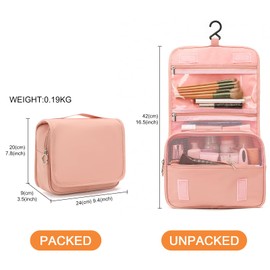 Kono Toiletry Bag for Men and Women, Hanging Toiletry Bag, Cosmetic Bag with Hooks, Large Cosmetic Bag for Women, Suitable for Large Containers and Travel Size Accessories, nude, Classic, simple,