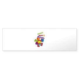 CafePress Peace Love Autism 10"x3" Rectangle Vinyl Bumper Sticker Car Decal