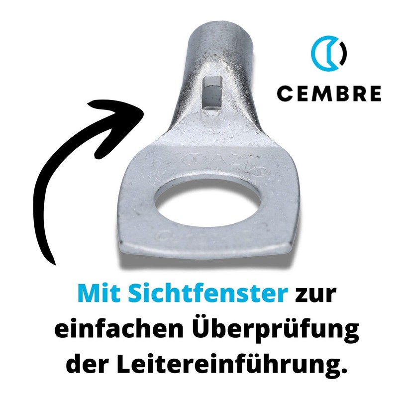 Cembre A2-M10 Tube Cable Lug 10 mm² M10 Uninsulated Tin-Plated