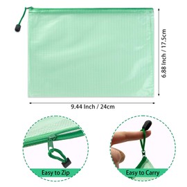 Document Bag with Zip, Pack of 10 Waterproof Document Bags, A5 Bags with Zip, Document Folder, Plastic Bag, File Bags for School, Office, Travel