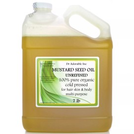 DR. ADORABLE 7 LB / 1 Gallon Premium Mustard Seed Oil Pure Organic Cold Pressed DR. ADORABLE