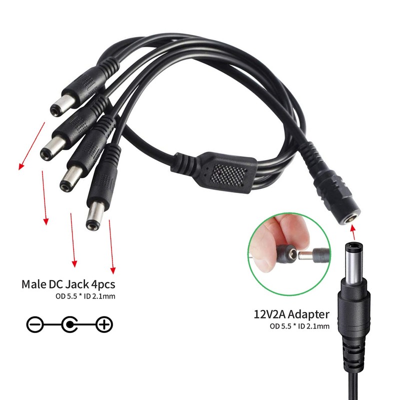 Security-01 PSE取得 AC to DC 12V 2A アダプター 1〜4スプリッタケーブル ACアダプター