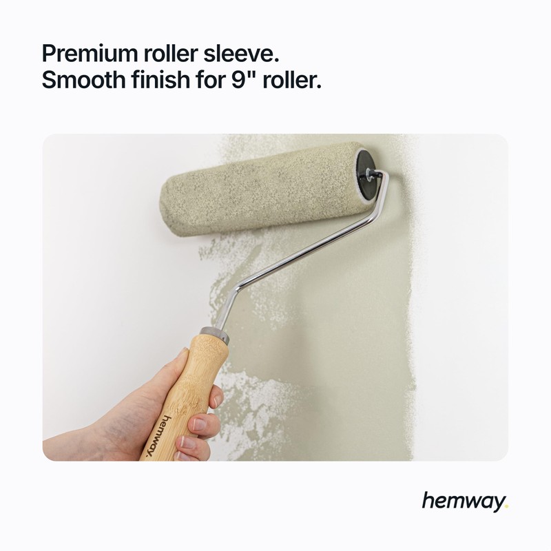 Hemway Premium 9” Reusable Recyclable Paint Roller Sleeve Mid-Pile for