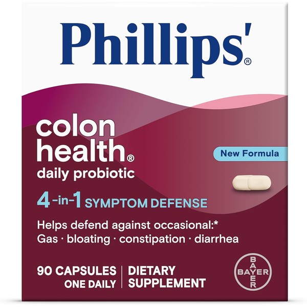 Phillips' Colon Health Daily Probiotic Capsules, 4-in-1 Symptom Defense to
