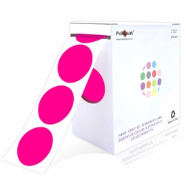 PARLAIM 1" Fluorescent Pink Round Color Coding Circle Labels, 1000 per Roll in Dispenser Box, 1 inch Office Dot Sticker
