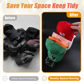 Hat Stand for Baseball Caps, 2 Pack No Install Acrylic Hat Organizer for 14 Baseball Caps Storage Organizer, Hat Racks Hat Holder Display and Organization for Closet, Bedroom, Dresser (Clear-2Pack)