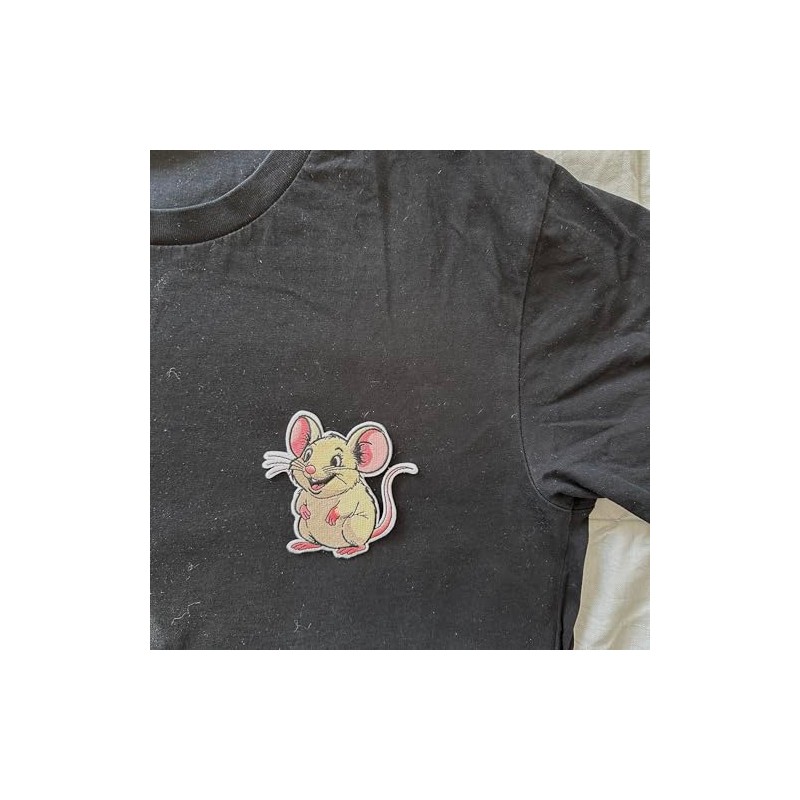 Mouse Patch – Embroidered Animal Applique for Jackets, Bags, Hats