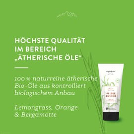 AllgäuQuelle Allgäuer Refreshment Shower Gel Organic Shower Gel for Men and Women Essential Oils of Lemongrass, Orange and Bergamot, 2 x 100 ml