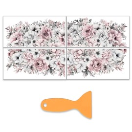 OLYCRAFT 4pcs/Set Light Colored Flower Rub on Transfers for Furniture and Crafts 15x30cm Plants Furniture Transfer Sticker Decals Transfer Stickers Rub on Decals for Wood Furniture Home Decoration