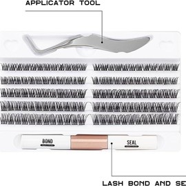 Lashes 120 Individual Lashes Clusters Eyelash Extensions DIY Wispy Fluffy Lash Extension Kit with Applicator and Lash Bond and Seal False Eyelashes Natural Look Mix 10-16mm C D Curl- Makeup Cosmetic Eyelashes Extensions