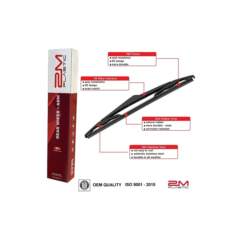 2M PLASTIC Rear Wiper Arm Blade Factory OEM Style Replacement