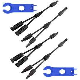 GTIWUNG 2 Pairs Solar Cable Y Splitter Solar Panel Cable MMF + FFM for Parallel Photovoltaic Connection, Solar Panel Plug, Solar Panel Cable Connector 12AWG, Photovoltaic Connector, 4 Black