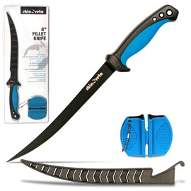 Rhinoreto Fillet Knife for Fish, Razor Sharp Flexible German Stainless Steel Blade 5-9 inch, Professional Knives for Filleting and Boning, with Non-Slip Handle, Protective Sheath and Sharpener set