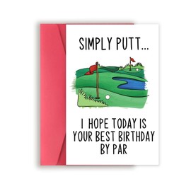 Funny Golf Birthday Card for Men, Compatible with Sports Bday Gifts for Dad Uncle Husband Brother, I Hope Today Is Your Best Birthday By Par